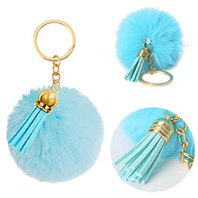 Load image into Gallery viewer, 48 pieces Pom Poms Keychains Bulk Puff Ball Keychain Fluffy Soft Artificial Faux Fur Puff Ball Keychain Accessories with Tassels and Keyrings for Women Girls