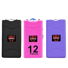 Load image into Gallery viewer, Wholesale Lot (12 Pc) Super Heavy Duty Stun Gun for Self Defense with Bright Led Flashlight, Rechargeable Battery, Nylon Holsters with Belt Loop for Easy Cary (Multi)