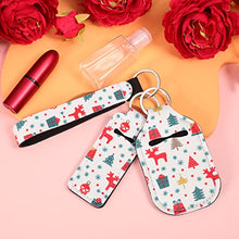 Load image into Gallery viewer, 60 Pieces Travel Bottles Keychain Holder Set, 15 lipstick Holder 15 Keychain Wristlet Lanyard 15 Empty Travel Bottles 15 Travel Bottle Holders for Shampoo Perfume Storage (Christmas Pattern)