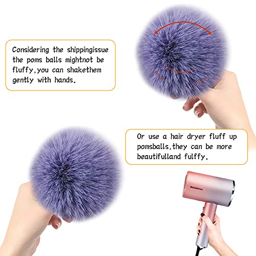 48 pieces Pom Poms Keychains Bulk Puff Ball Keychain Fluffy Soft Artif