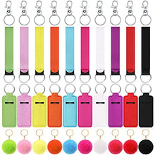 Load image into Gallery viewer, Junkin 40 Pcs Lipstick Holder Keychain Lip Holder, Clip on Lipstick Pouch Fluffy Ball Keychain with Keyring (Colorful Style)