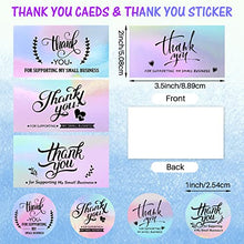 Load image into Gallery viewer, 1120 Pieces Thank You Cards and Stickers Set, Include 120 Thank You Business Card 1000 Thank You Roll Labels Thank You for Supporting My Small Business Stickers Cards Package Insert(Holographic Style)