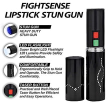 Load image into Gallery viewer, Wholesale (12 Pc) Flashlight Lipstick Stun Gun Women Self Defense Bright Led Flashlight - Rechargeable Battery (Black X12)