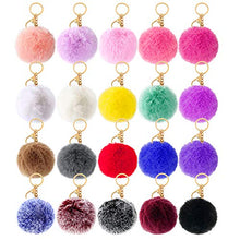 Load image into Gallery viewer, 20 Pcs Faux Fur Ball Pom Poms Keychains for Handbag Purse Fluffy Ball (With Lobster Buckle)