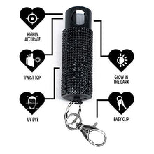 Load image into Gallery viewer, Guard Dog Security Bling-it-On Cute Pepper Spray for Women – Fashionable Key Holder - 16’ (5m) Accurate Spray Range - Self-Defense Accessory Designed for Women (5-Pack (Black))