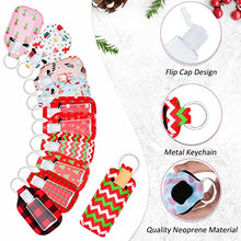 Load image into Gallery viewer, 60 Pieces Travel Bottles Keychain Holder Set, 15 lipstick Holder 15 Keychain Wristlet Lanyard 15 Empty Travel Bottles 15 Travel Bottle Holders for Shampoo Perfume Storage (Christmas Pattern)