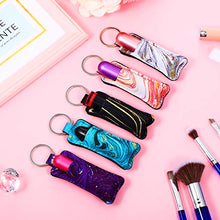 Load image into Gallery viewer, 20 Pieces Travel Bottle Keychain Holders Set, Includes 5 Lipstick Holder 5 Keychain Wristlet Lanyards 5 Lipstick Holder Keychain 5 Plastic Empty Bottles for Liquid Lotion Toiletry (Shimmery Marble)