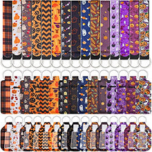 Load image into Gallery viewer, 60 Pieces Travel Bottles Keychain Holder Set, 15 lipstick Holder 15 Keychain Wristlet Lanyard 15 Empty Travel Bottles 15 Travel Bottle Holders for Shampoo Perfume Storage(Horrible Style)