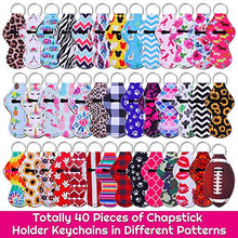 Load image into Gallery viewer, 40Pcs Lip Balm Holder Chapstick Keychain Holder Bulk for Lipstick, Chapstick, Lip Balm (Multicolor Colors)