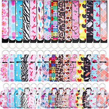 Load image into Gallery viewer, 60 Pieces Travel Bottles Keychain Holder Set, 15 lipstick Holder 15 Keychain Wristlet Lanyard 15 Empty Travel Bottles 15 Travel Bottle Holders for Shampoo Perfume Storage(Fresh Pattern)