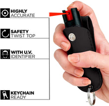 Load image into Gallery viewer, Wholesale Lot (12Pc) Pepper Spray Maximum Strength 1/2 oz Compact Size Police Grade Formula Best Self Defense Tool for Women with Leather Case (Black (12-Pack))