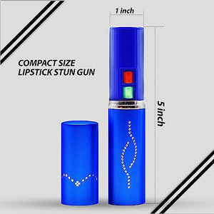 Wholesale (12 Pc) Flashlight Lipstick Stun Gun Women Self Defense Bright Led Flashlight - Rechargeable Battery (Blue X12)