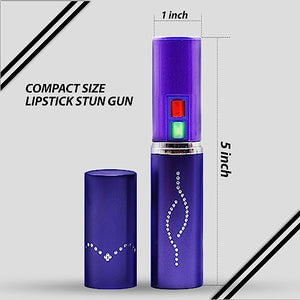 Wholesale (12 Pc) Flashlight Lipstick Stun Gun Women Self Defense Bright Led Flashlight - Rechargeable Battery (Purple X12)