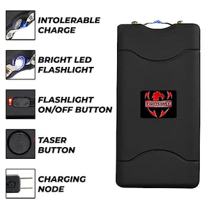 Wholesale Lot (12 Pc) Super Heavy Duty Stun Gun for Self Defense with Bright Led Flashlight, Rechargeable Battery, Nylon Holsters with Belt Loop for Easy Cary (Multi)