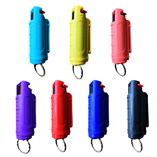 7pack Pepper Spray Keychain for Women Self Defense, 20mL Pepper Spray Bulk Pack, Max Strength 10-Foot (3 M) Range