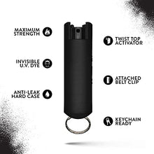 Load image into Gallery viewer, Quick Action Pepper Spray Keychain - Maximum Strength MC 1.44, Pepper Spray Range up to 16 ft, Made in USA by Guard Dog (Black (8 Pack))

