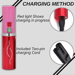 Wholesale (12 Pc) Flashlight Lipstick Stun Gun Women Self Defense Bright Led Flashlight - Rechargeable Battery (Red X12)