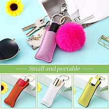 Load image into Gallery viewer, Junkin 40 Pcs Lipstick Holder Keychain Lip Holder, Clip on Lipstick Pouch Fluffy Ball Keychain with Keyring (Colorful Style)
