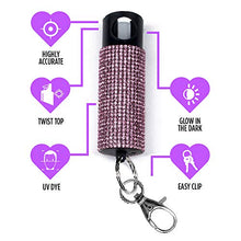 Load image into Gallery viewer, Guard Dog Security Bling-it-On Cute Pepper Spray for Women – Fashionable Key Holder - 16’ (5m) Accurate Spray Range - Self-Defense Accessory Designed for Women (5-Pack (Black/Pink/White/Teal/Purple))
