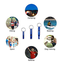 Load image into Gallery viewer, LZYMSZ 36 PCS Extra Loud Aluminum Whistle with Key Chain, 3 Sizes Emergency Situations Survival Whistle Key Ring for Sports Running Training Camping Hiking Outdoor Multiple Colors
