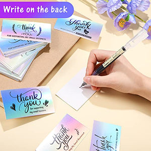 1120 Pieces Thank You Cards and Stickers Set, Include 120 Thank You Business Card 1000 Thank You Roll Labels Thank You for Supporting My Small Business Stickers Cards Package Insert(Holographic Style)