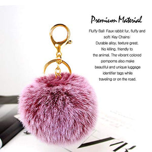 20 Pcs Faux Fur Ball Pom Poms Keychains for Handbag Purse Fluffy Ball (With Lobster Buckle)