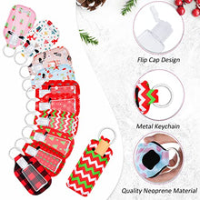 Load image into Gallery viewer, 60 Pieces Travel Bottles Keychain Holder Set, 15 lipstick Holder 15 Keychain Wristlet Lanyard 15 Empty Travel Bottles 15 Travel Bottle Holders for Shampoo Perfume Storage (Christmas Pattern)
