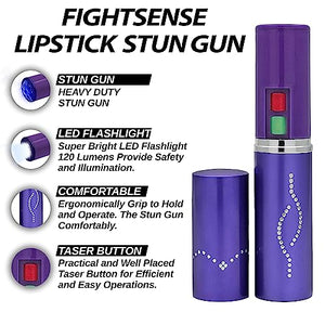 Wholesale (12 Pc) Flashlight Lipstick Stun Gun Women Self Defense Bright Led Flashlight - Rechargeable Battery (Purple X12)