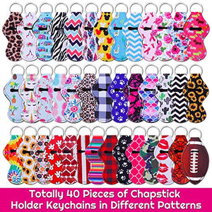40Pcs Lip Balm Holder Chapstick Keychain Holder Bulk for Lipstick, Chapstick, Lip Balm (Multicolor Colors)