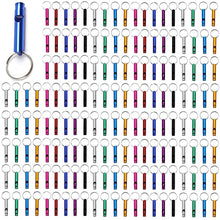 Load image into Gallery viewer, 100 Pieces Emergency Whistle with Keychain Aluminum Whistle Survival Whistle Key Chain for Camping Hiking Boating Hunting Fishing
