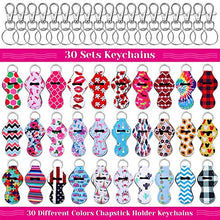 Load image into Gallery viewer, 30Pcs Lip Balm Holder with 30 Sets Keyring Clips for Lipstick, Chapstick, Lip Balm (Assorted Colors)

